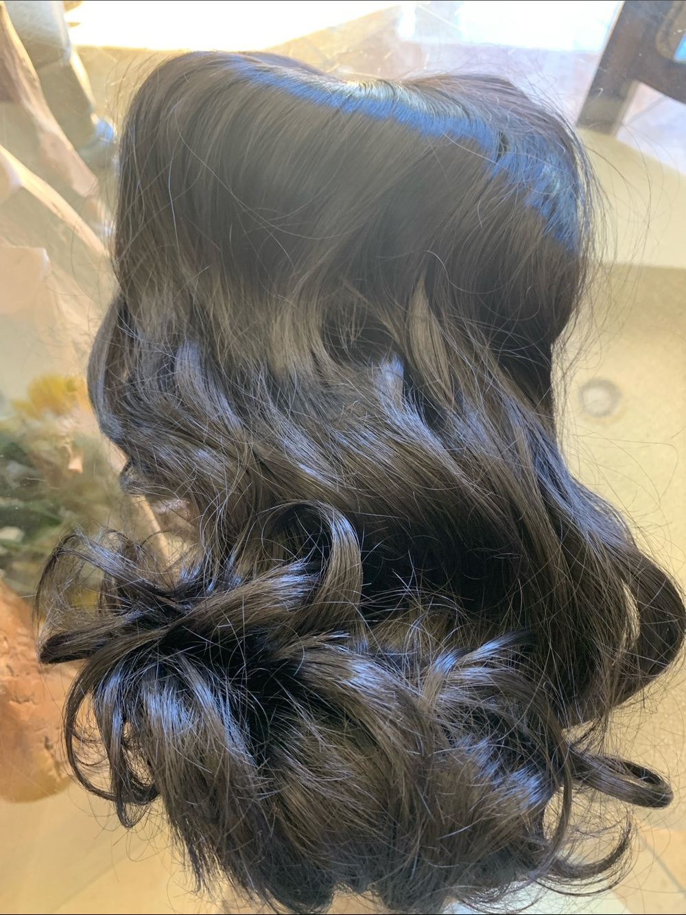 Natural Black Wavy synthetic full cap Hairpiece